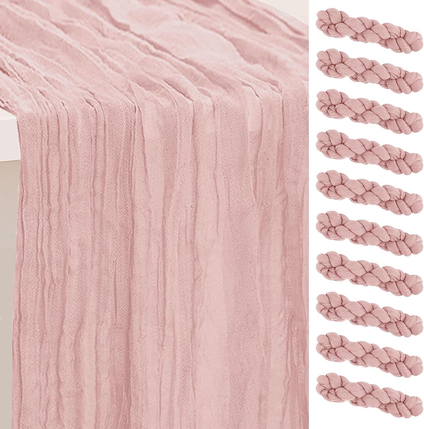 Blush Pink Cheesecloth Table Runner 10 Pack for Elegant Events