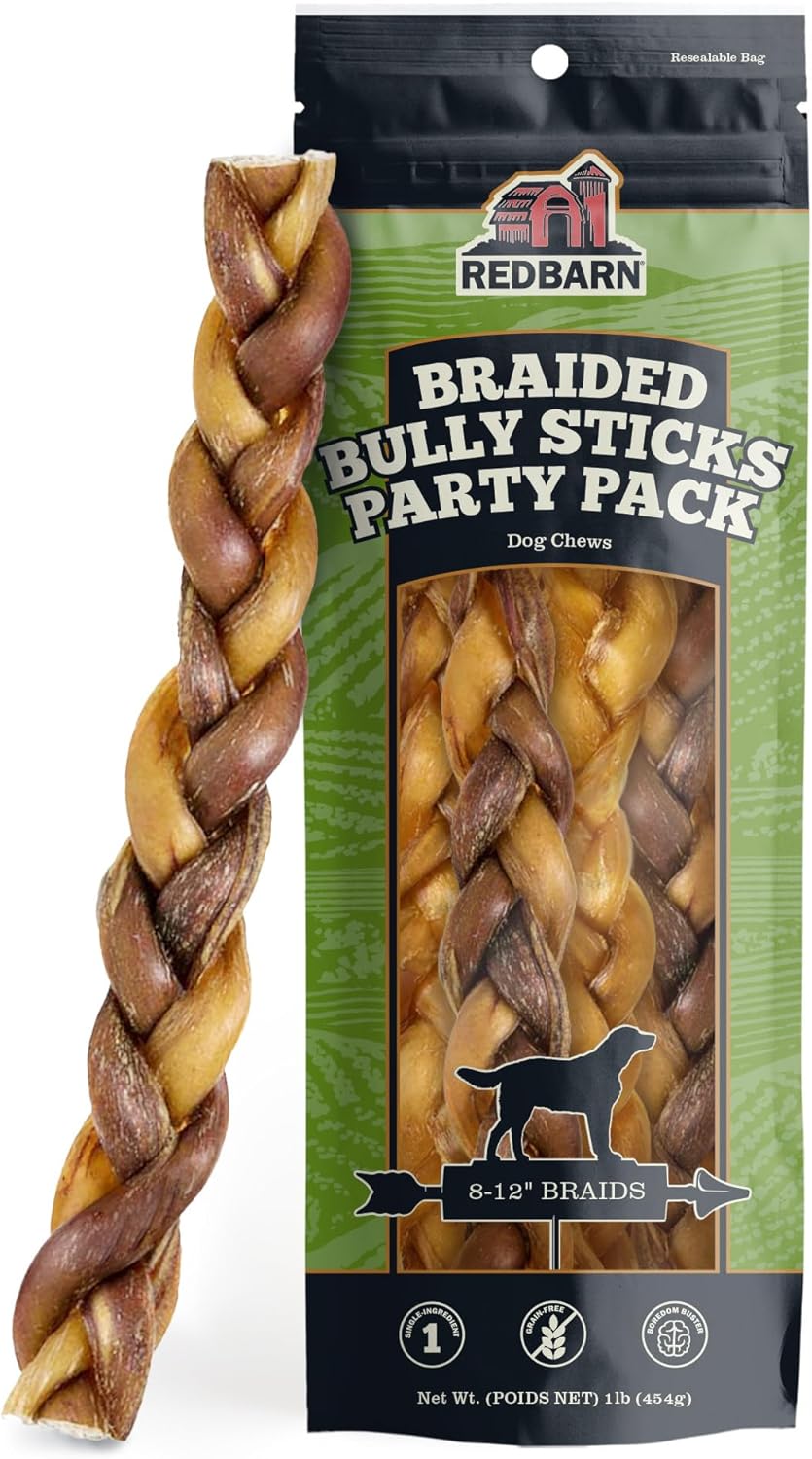 All Natural Braided Bully Sticks for Medium & Large Dogs