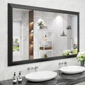 Amorho Black Bathroom Mirror 60x36 in Thick Metal Frame - Elegant