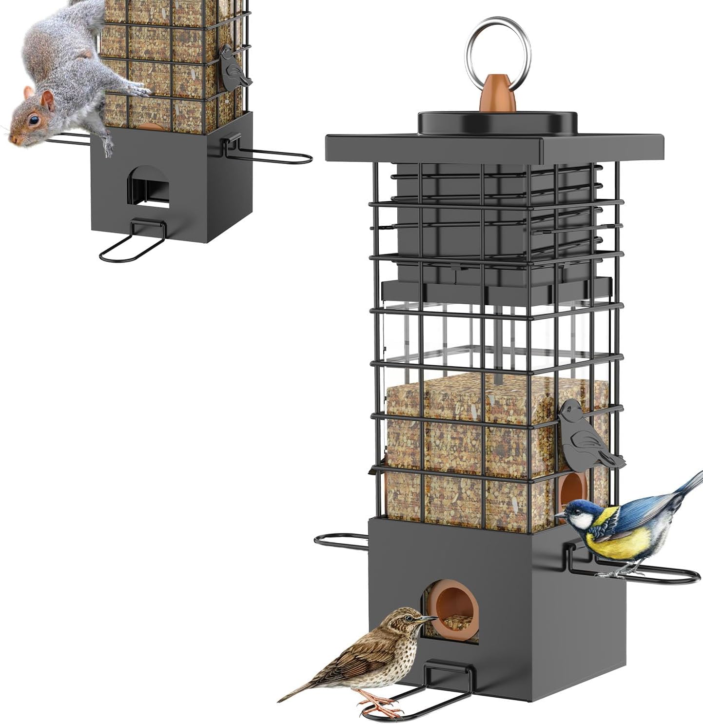 KRUOO Metal Squirrel Proof Bird Feeder for Outdoors Hanging
