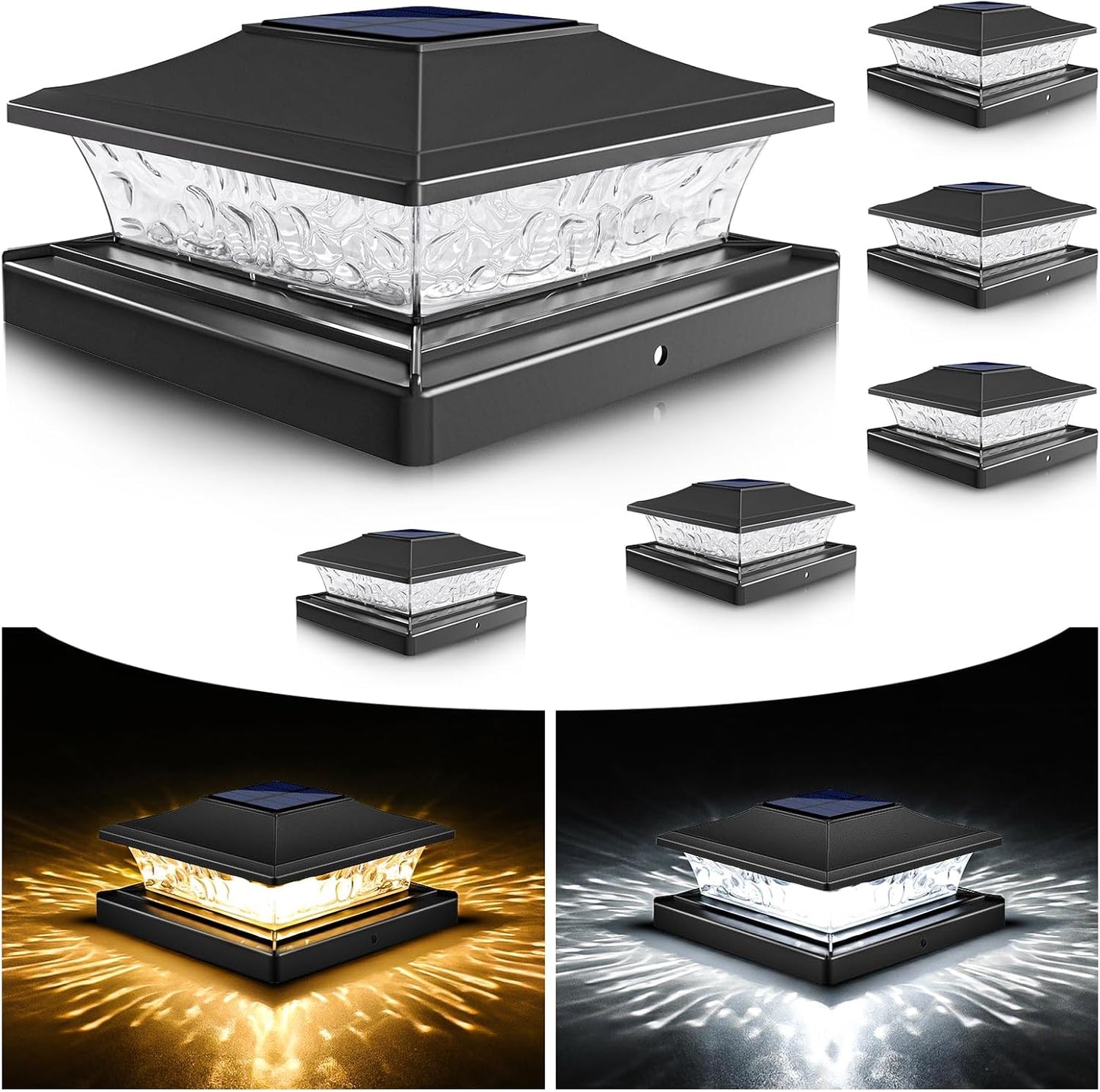 VOLISUN Solar Post Cap Lights for 4x4/6x6 Fences - 6 Pack