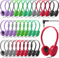 Flutesan 30 Pack Wired Headphones for Kids - Multi-Color Classroom Set