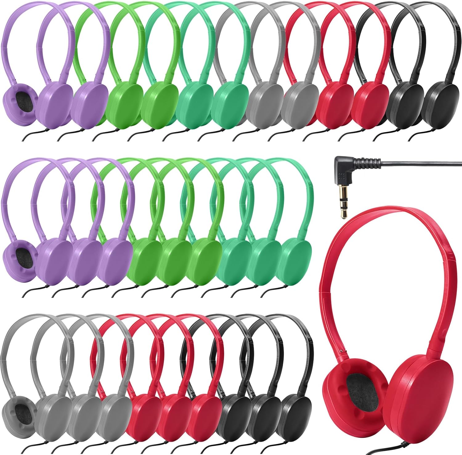 Flutesan 30 Pack Wired Headphones for Kids with Stereo Sound
