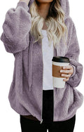 Womens Sherpa Zip Up Hoodie Oversized Fleece Jacket - Cozy Fit