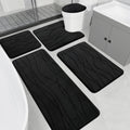 Memory Foam Black Bathroom Rug Set 5 Piece - Ultra Absorbent Comfort