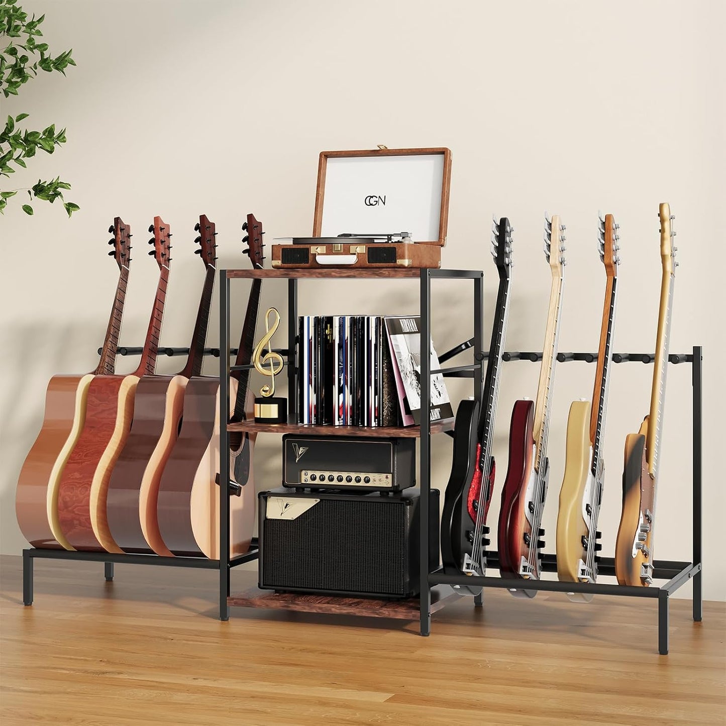 Zyraflux 4-in-1 Guitar Stand for 6-14 Guitars & Vinyls