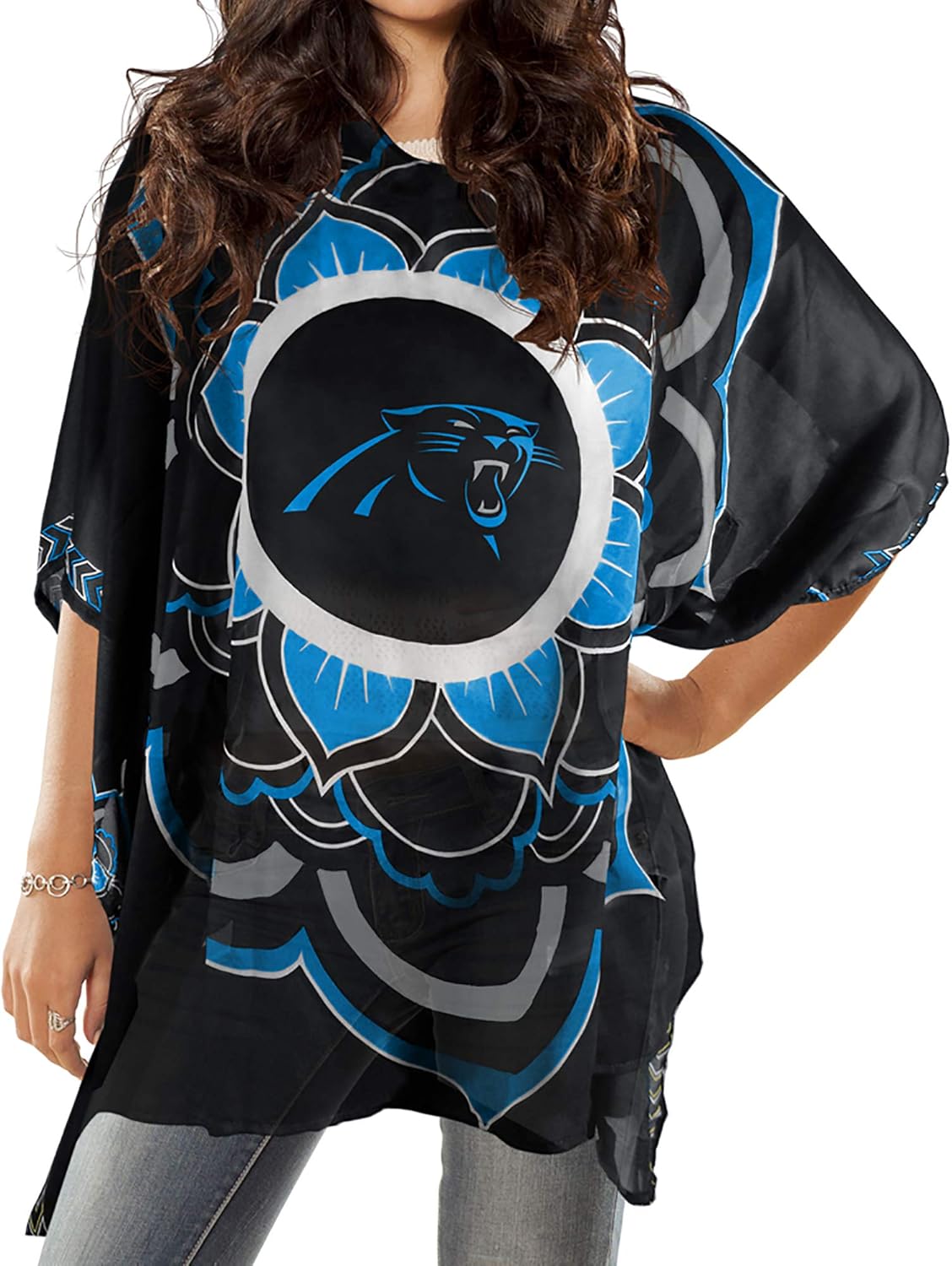 NFL Sheer Caftan with Flower Design for Game Day Style