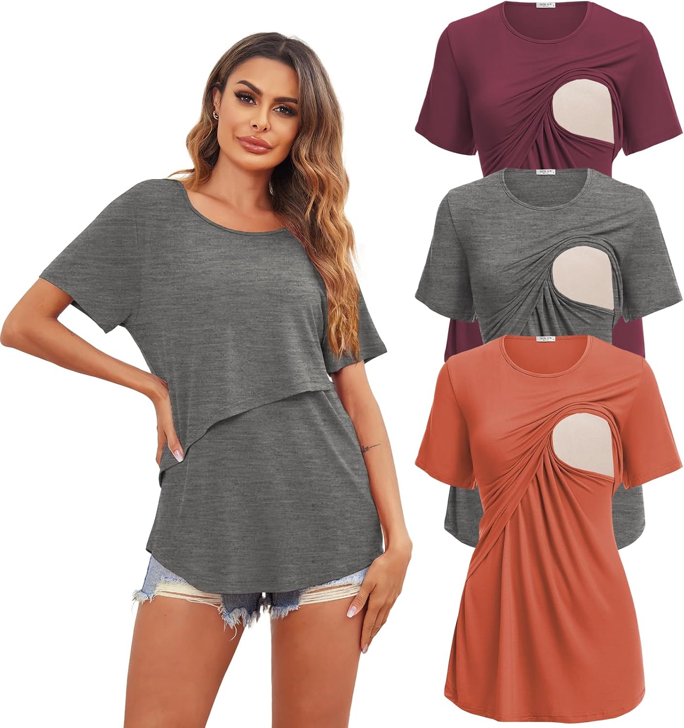 Ekouaer Women's Maternity Shirts for Nursing and Comfort