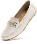 Women's Business Loafers in Stone PU Leather - Lightweight Slip On