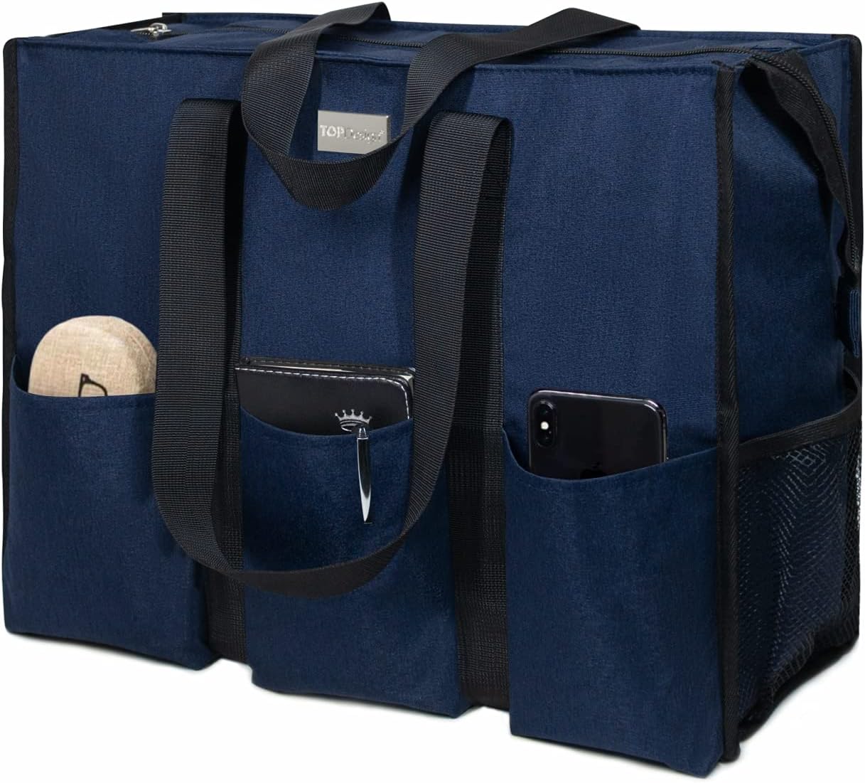 Utility Water Resistant Tote Bag with 13 Pockets for Women