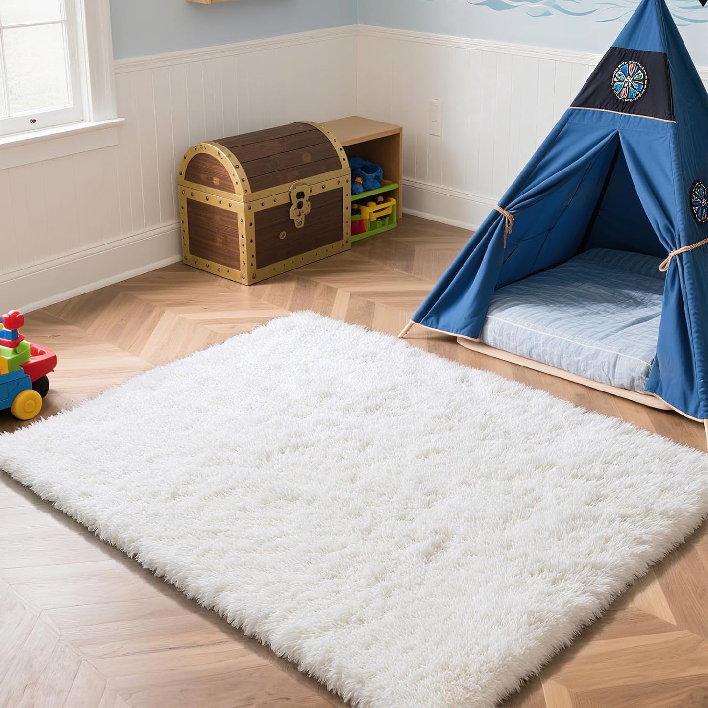 Fluffy Rug Shaggy Area Rug for Bedroom, Soft 5x8 Entryway Rug