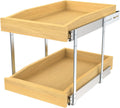 2 Tier Pull Out Cabinet Organizer 14W x 21D - Smooth Sliding Wood
