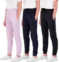 Girls' Lounge Joggers 3 Pack - Soft Athletic Casual Sweatpants dry