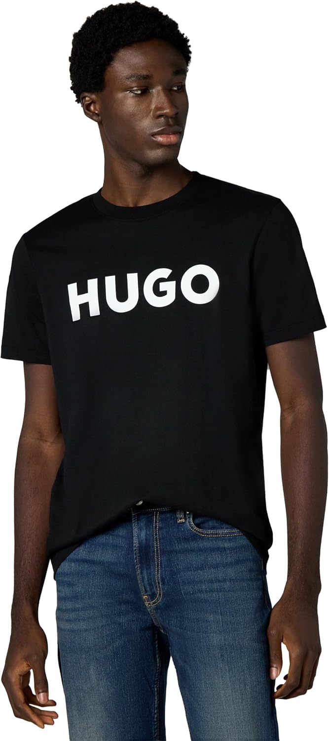 HUGO Mens Print Logo Short Sleeve T-Shirt for Casual Style