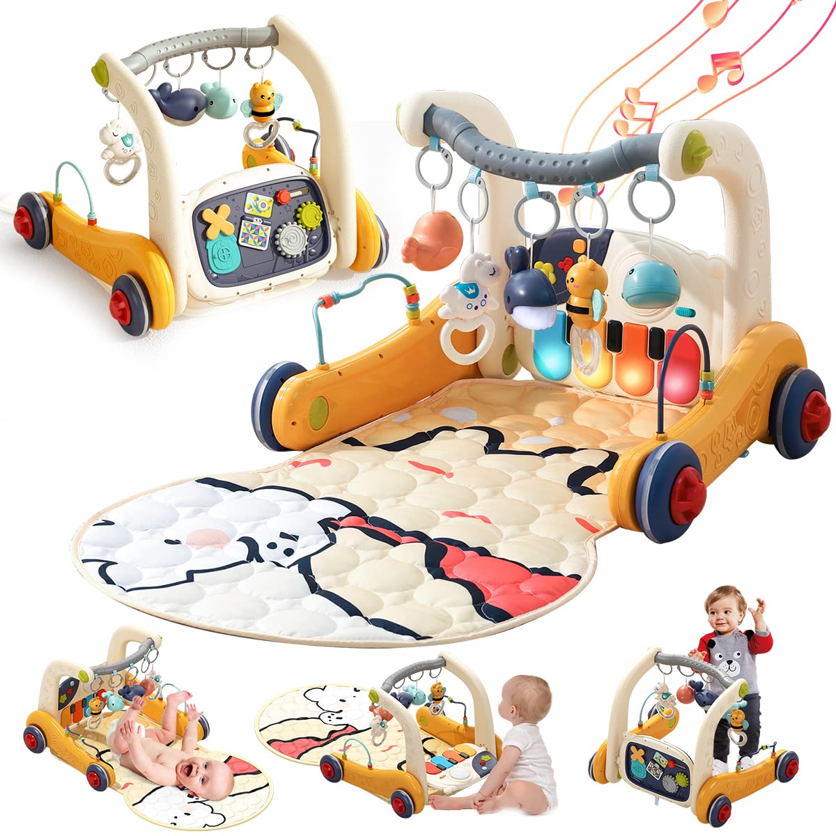 Baby Play Mat Gym for Newborns - 4-in-1 Musical Activity Center