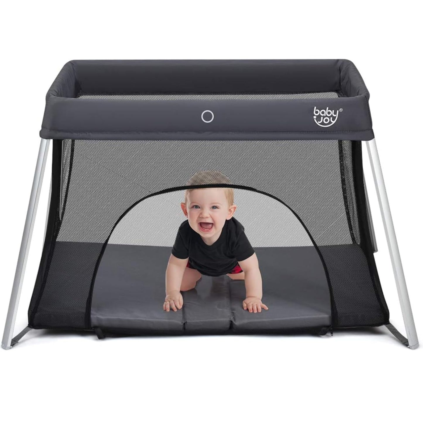 Portable Foldable Travel Crib for Infants & Toddlers - Grey