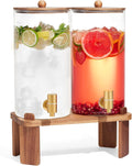 1.5 Gallon Glass Drink Dispenser with Wood Stand - Party Ready