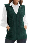 Womens V Neck Knit Sweater Vest Sleeveless Cardigan - Classic Fit