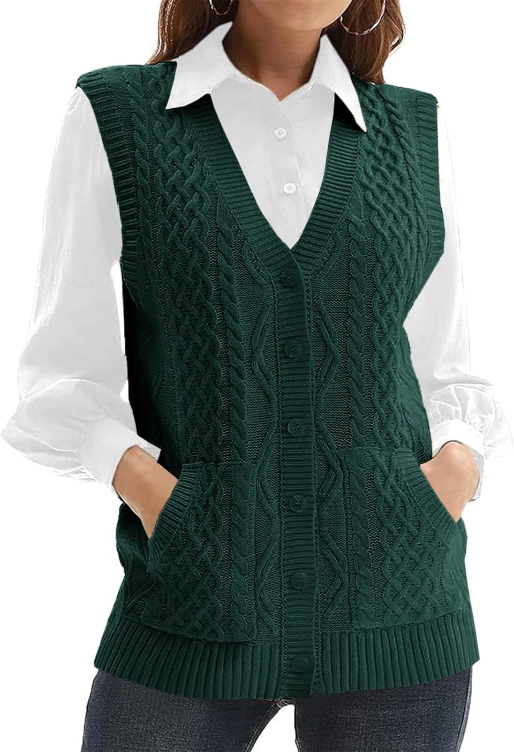 Womens Knit Sweater Vest V Neck Sleeveless Cardigan Outwear