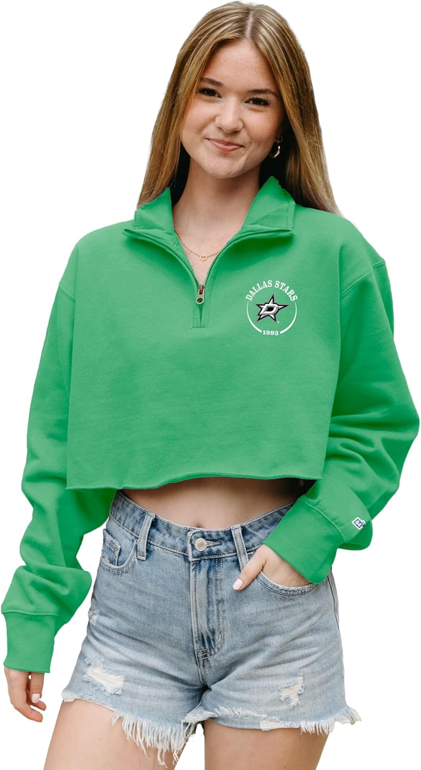 Dallas Stars Women's Cropped Quarter Zip Sweatshirt for Fans