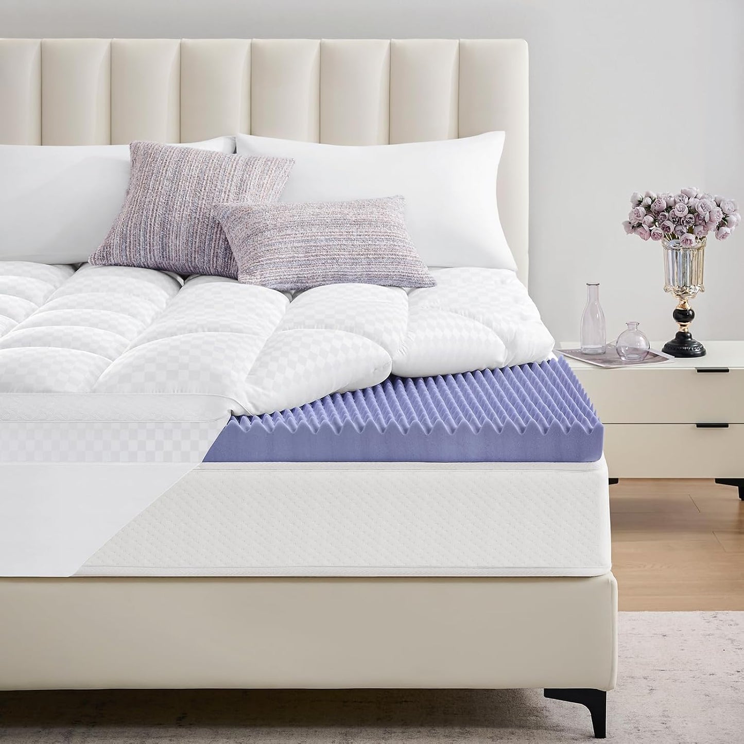 Downluxe 4 Inch Queen Memory Foam Mattress Topper for Comfort