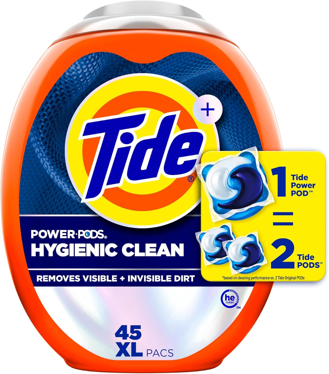 Tide Power PODs 45ct: Hygienic Clean, Free & Clear