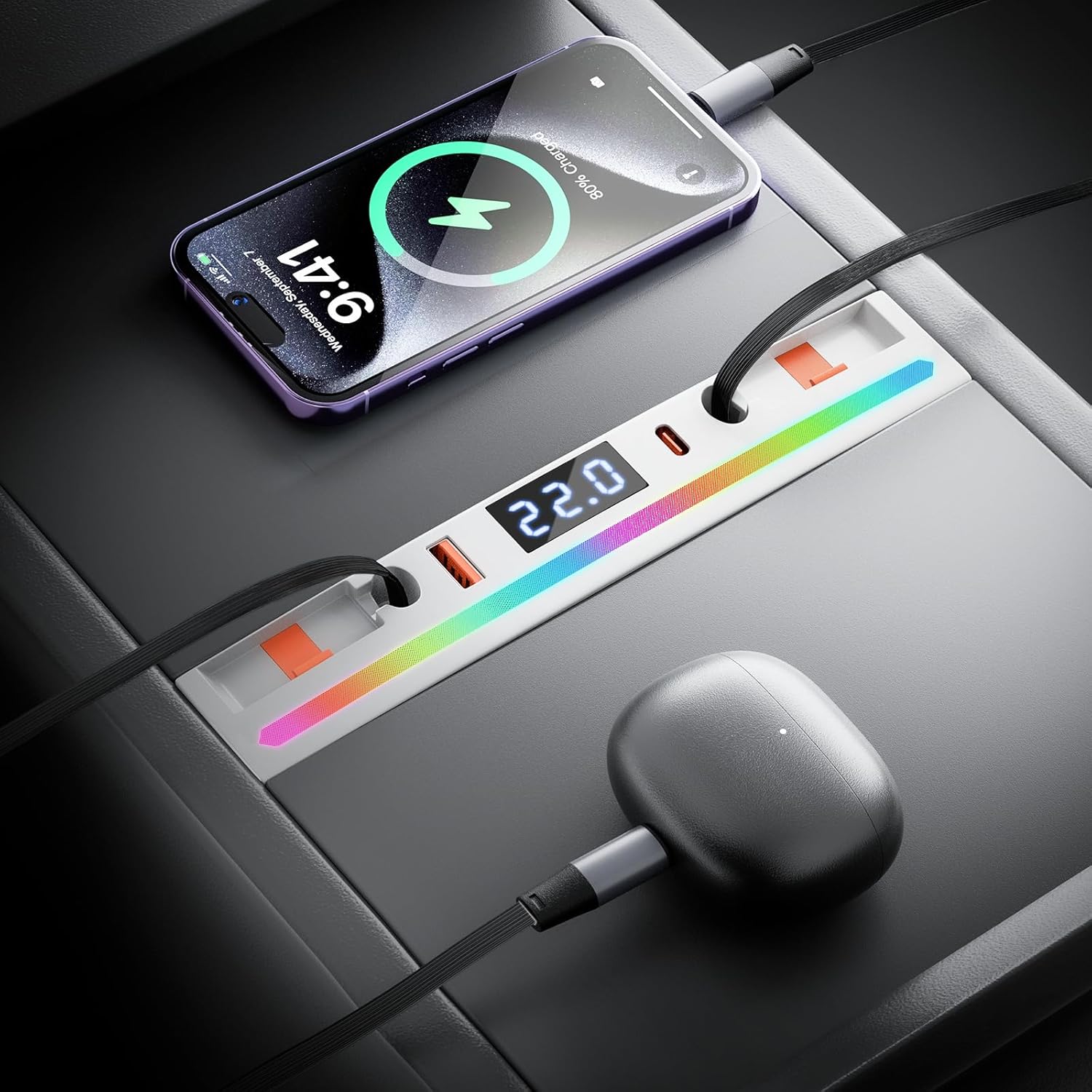 Qoope 2 Type-C USB Hub for Tesla Model 3 and Model Y 2024-2026