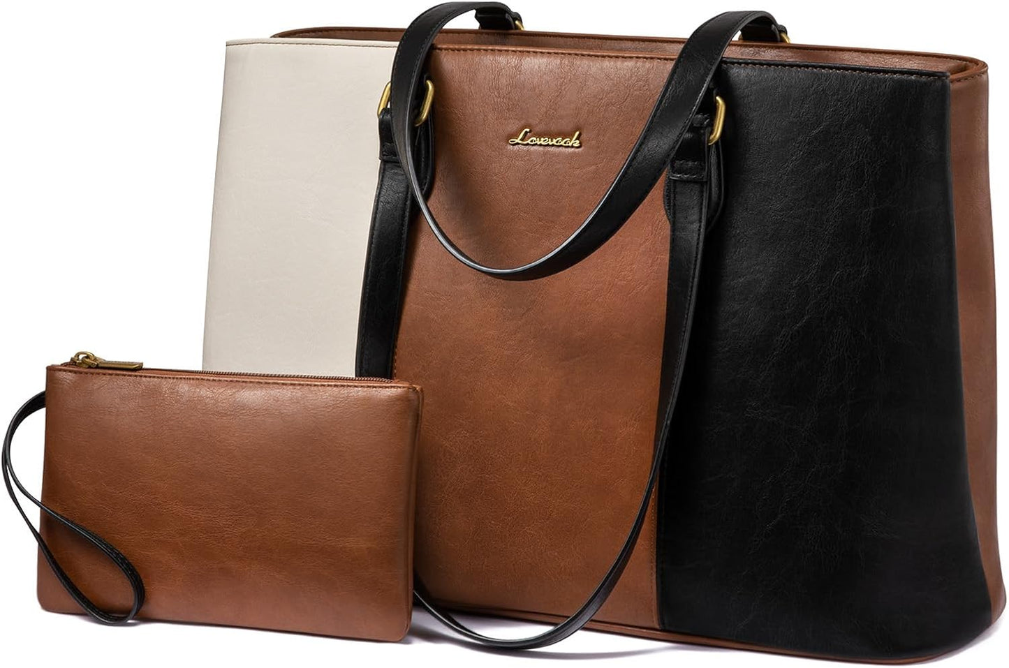 LOVEVOOK Laptop Tote Bag for Women - Chic Work Tote with Wristlet