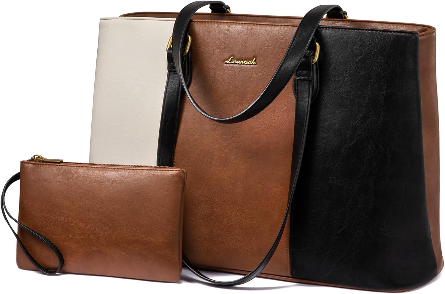 LOVEVOOK Laptop Tote Bag for Women - Chic Work Tote with Wristlet