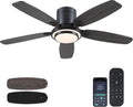 50 in Black Low Profile Ceiling Fan with Lights and Remote - Modern