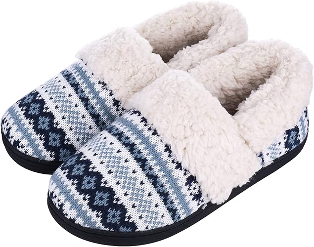 Evshine Fuzzy House Slippers for Women with Rubber Sole Comfort