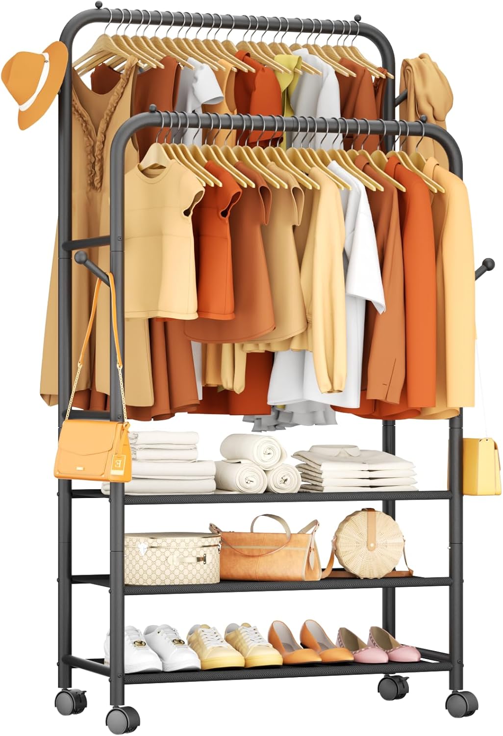 Furologee Portable Rolling Garment Rack for Clothes Storage