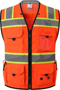 Hi-Vis Unisex Surveyor Safety Vest Heavy Duty PPE - Durable Visibility
