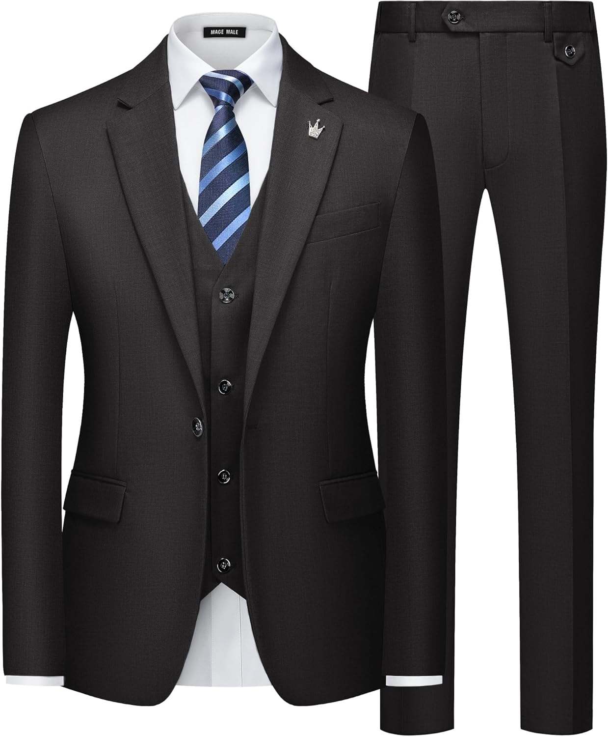 MAGE MALE Slim Fit 3 Piece Tuxedo Suit for Weddings and Parties