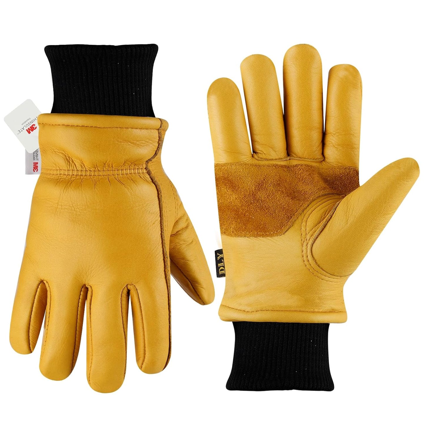 Warm Waterproof Leather Work Gloves for Men