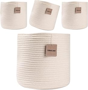 CubesLand Woven Baskets for Organizing Storage 11x11 in 4 Packs