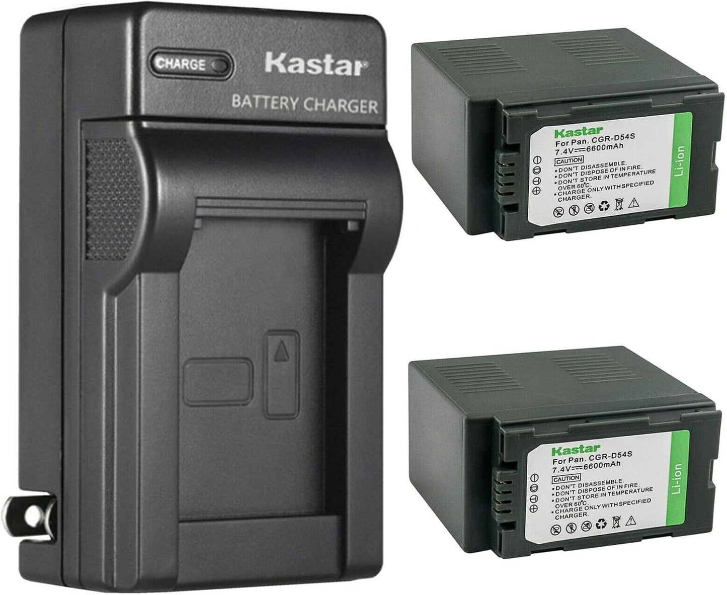 Kastar 2-Pack CGA-D54 Battery and Charger for Panasonic Cameras