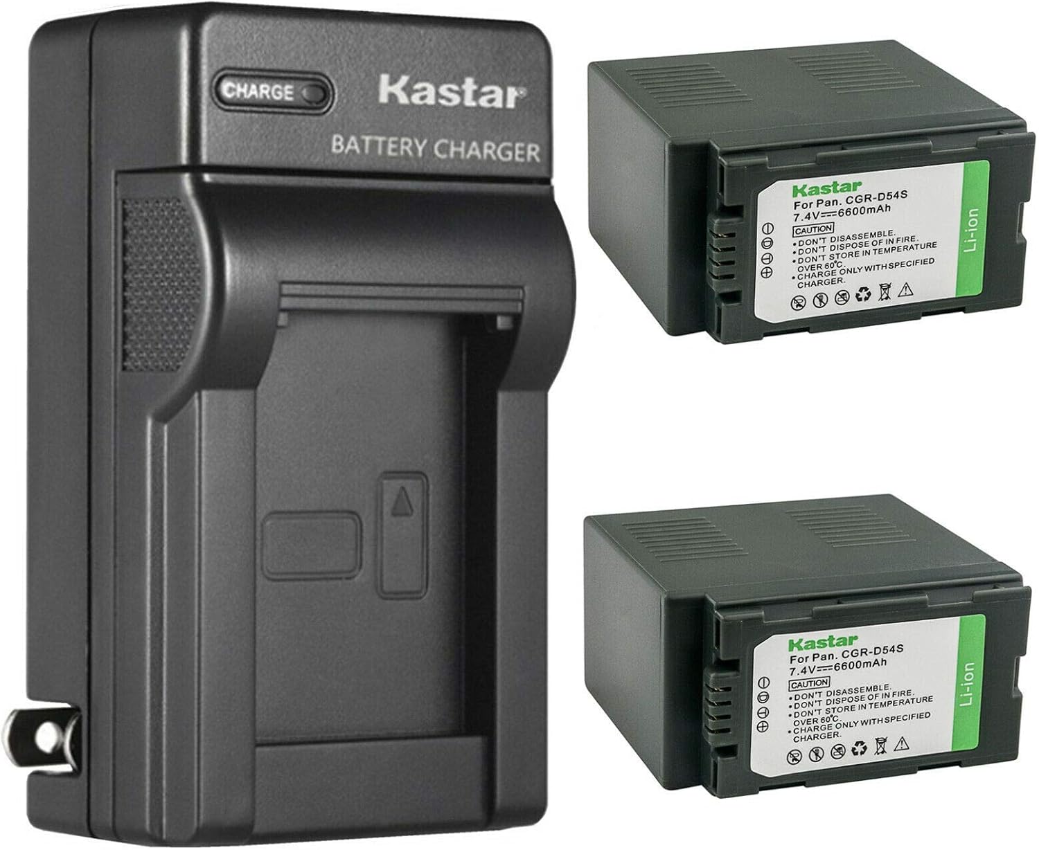 Kastar 2-Pack CGA-D54 Battery and Charger for Panasonic Cameras