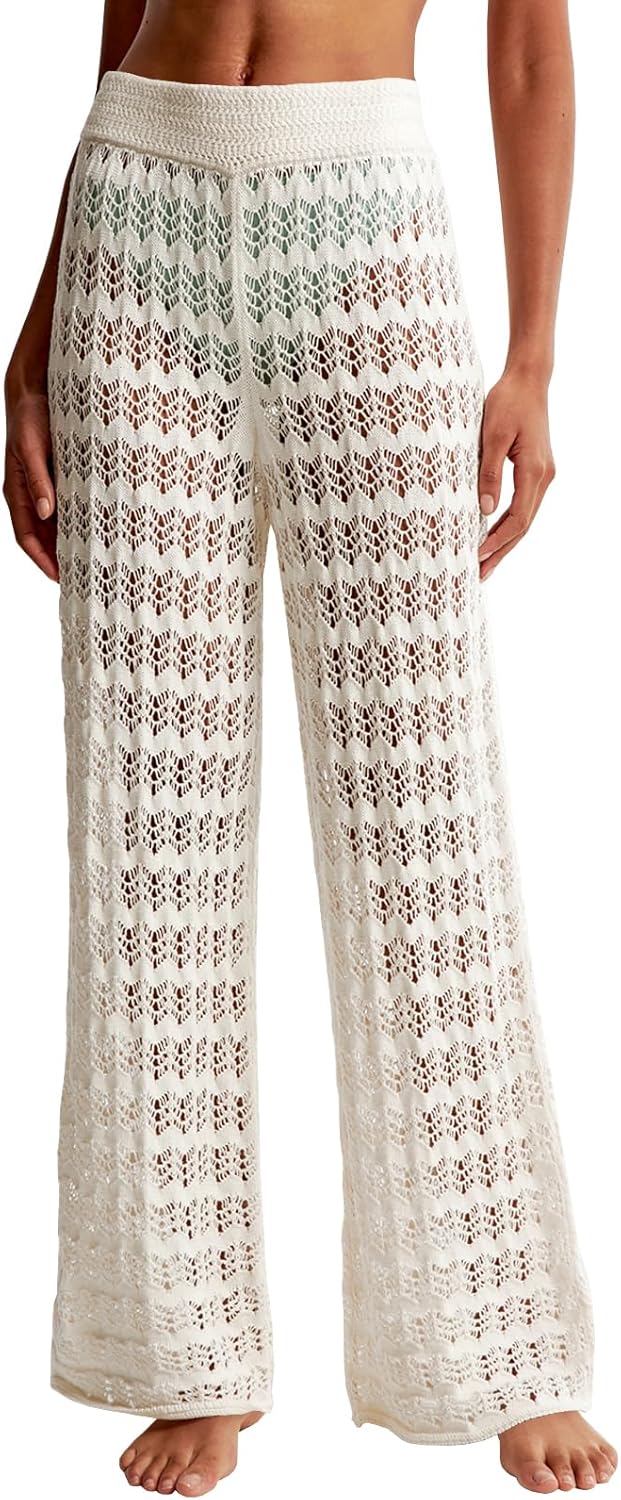 Saodimallsu Womens Crochet Cover Up Pants for Beach Style