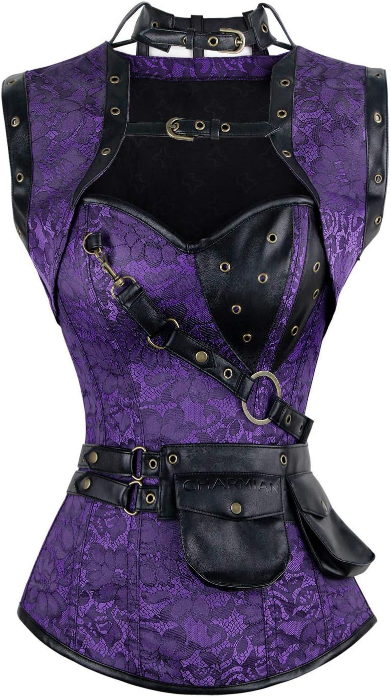 Charmian Women's Steampunk Spiral Steel Boned Corset Tops