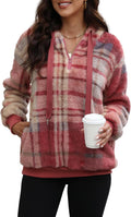 Womens Sherpa Jacket Fuzzy Fleece Quarter Zip Pullover - Cozy Fit