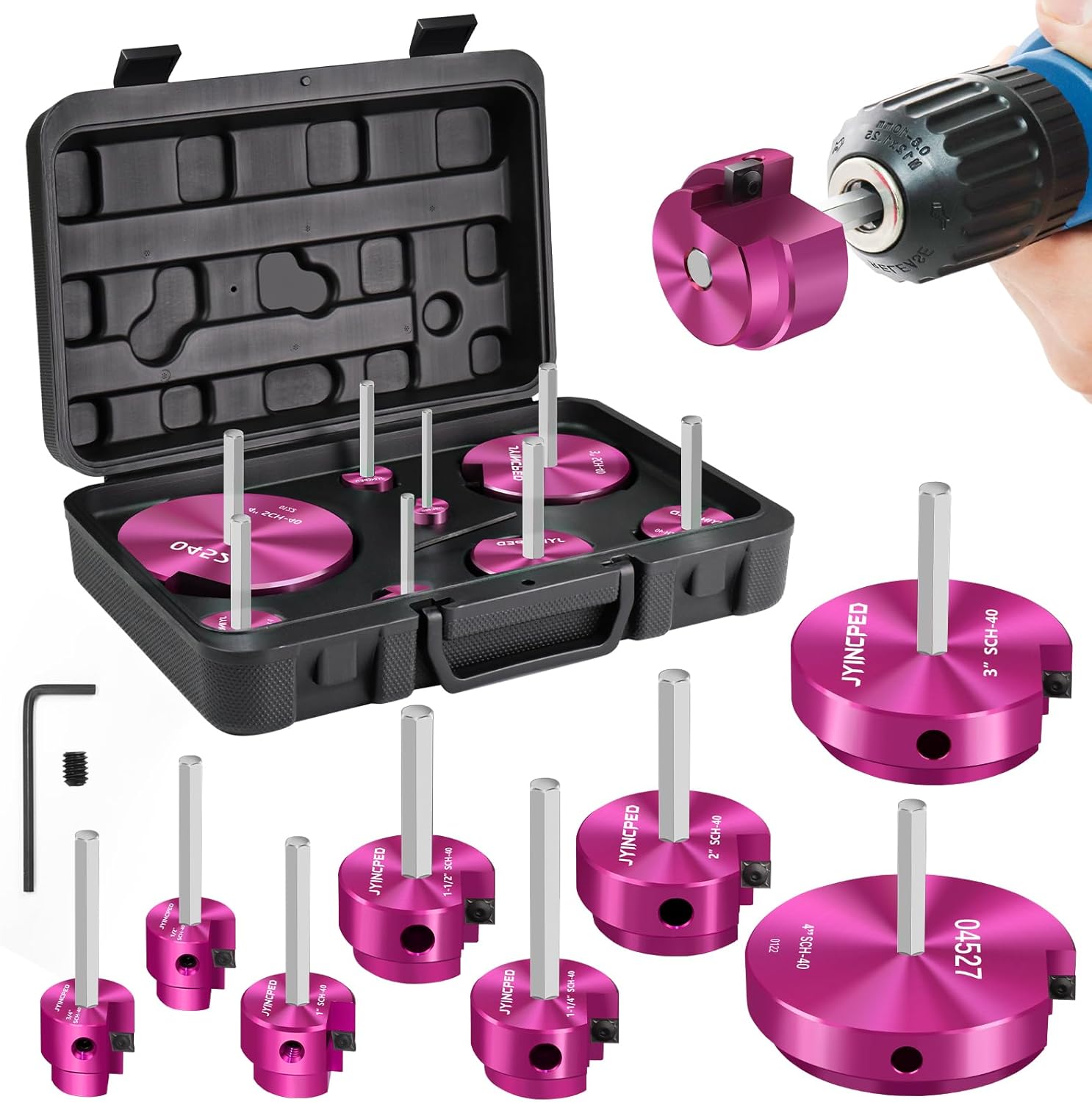 8Pcs PVC Pipe Reamer Kit for Efficient Plumbing Projects