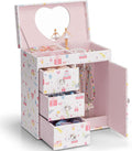 Girls Large Musical Jewelry Box with Ballerina - 4-Layer Storage