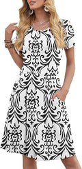 Women's Casual Flowy Pleated Loose Dress with Pockets - Summer