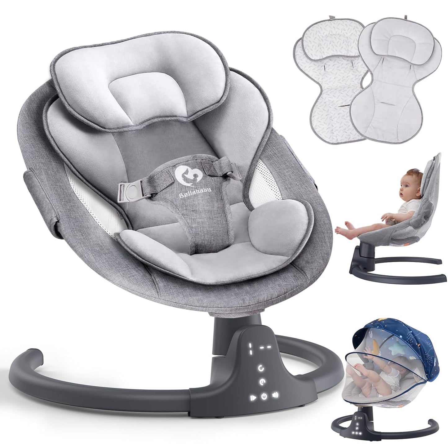 Compact Bluetooth Baby Swing - 5 Speeds, 10 Lullabies