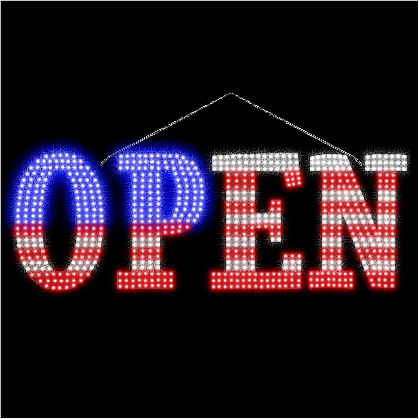 USA Flag LED Open Sign for Business - Super Bright & Unique Design