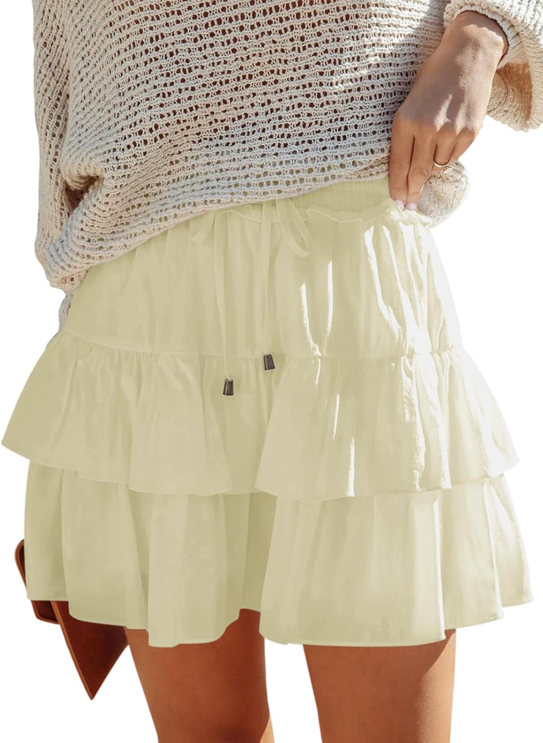 Flowy Shorts for Women Boho Ruffled Tiered Skorts Casual Wear