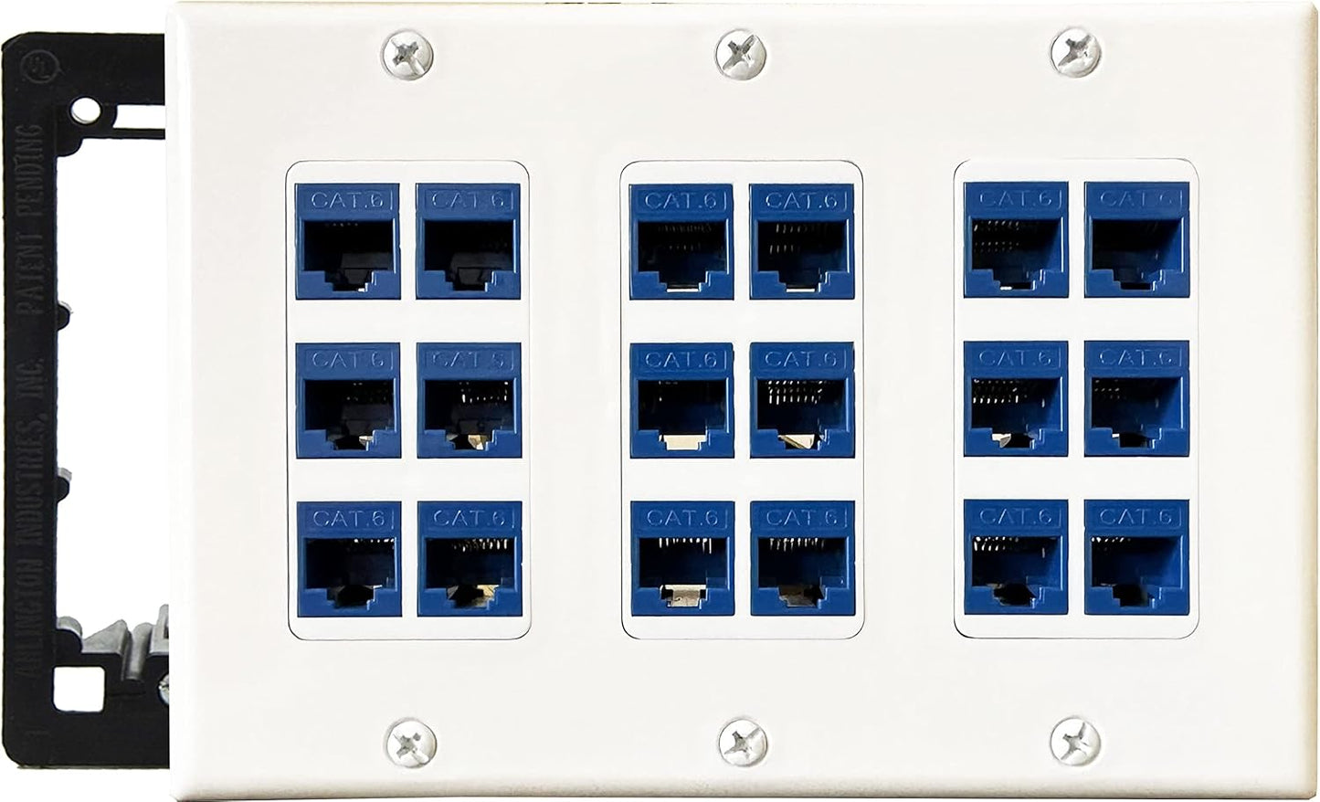 18 Port Keystone Wall Plate for Easy Ethernet Connections