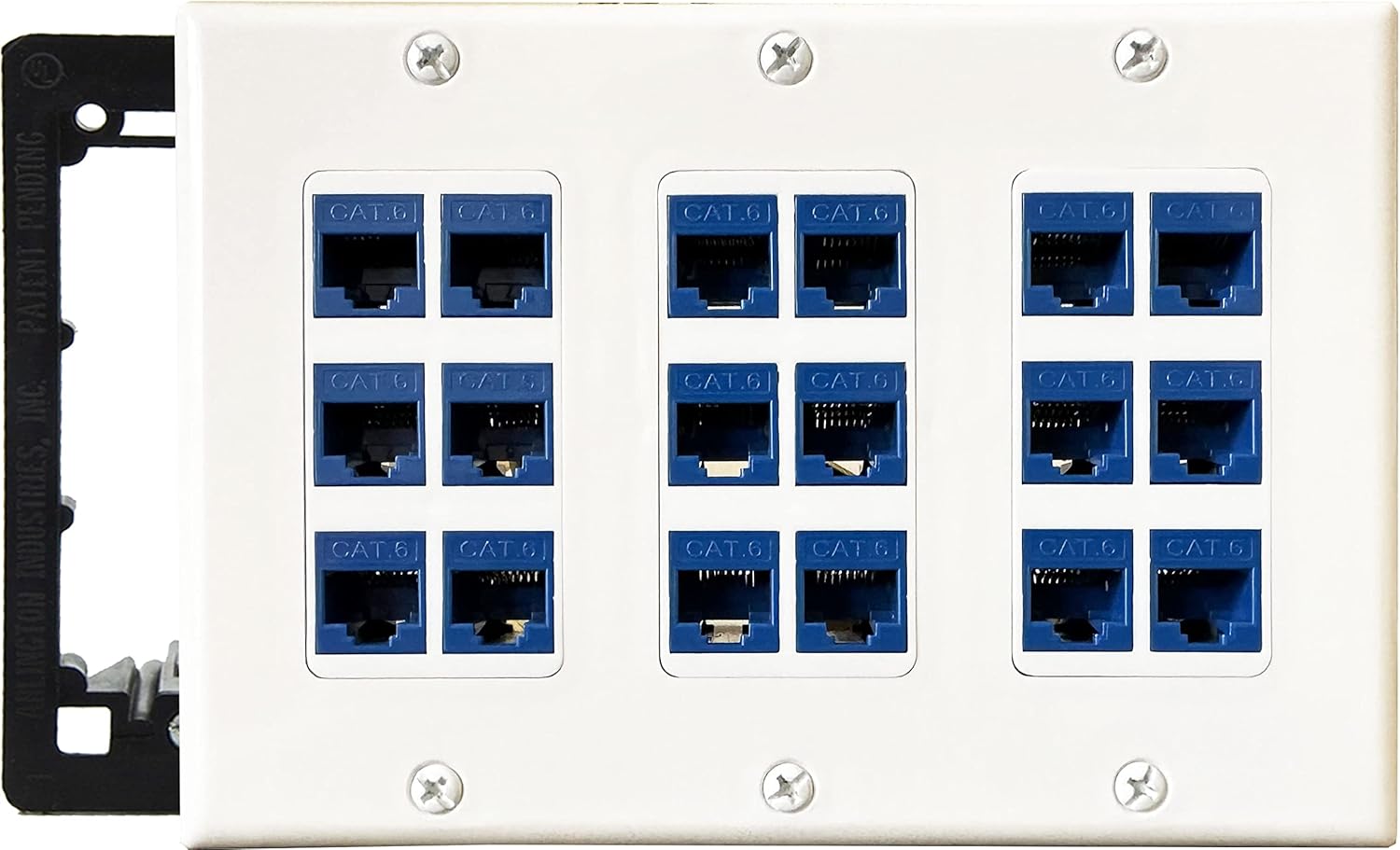 18 Port Keystone Wall Plate for Easy Ethernet Connections