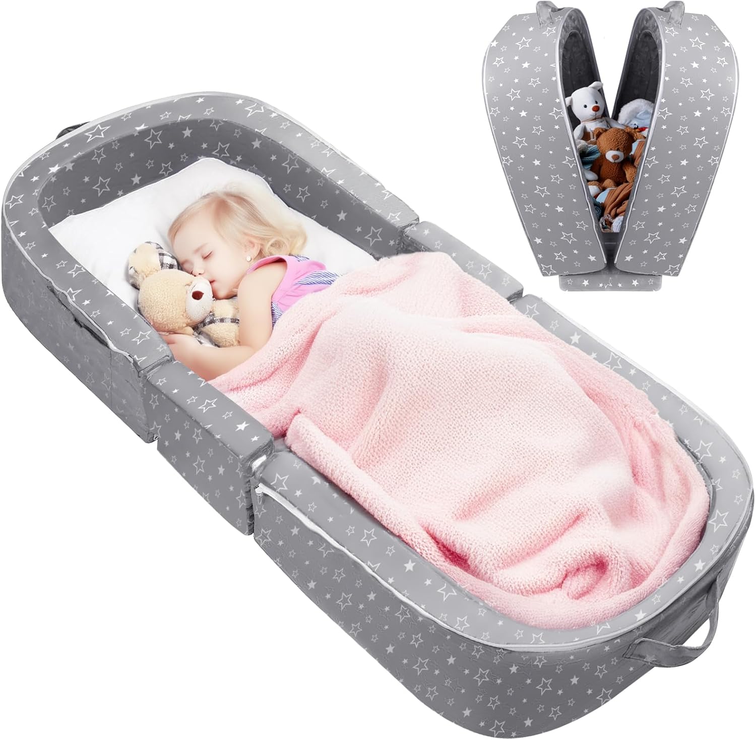 REAWUL Foldable Toddler Travel Bed for Safe and Cozy Sleep